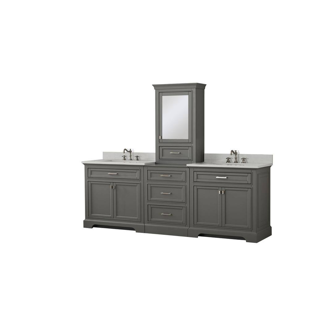 Design Element Milano 84 in. W x 22 in. D x 73 in. H Modular Bath Vanity in Gray with White Quartz Top ML-84MC-GY