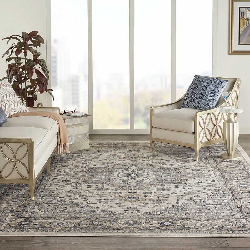 Nourison Concerto Center Medallion Indoor Rug Ivory/Grey 6'7 x 9'6