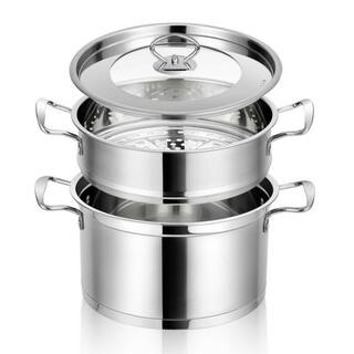 Bunpeony 2-Tier 5.2 qt. Premium Stainless Steel Pot with 2.3 qt. Steamer Insert and Lid ZMCT055-2