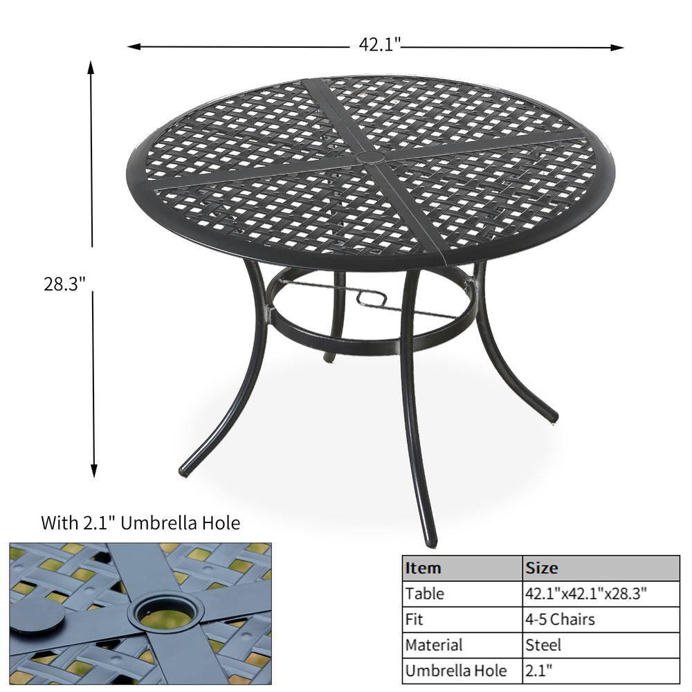 TOP HOME SPACE Black Round Metal Outdoor Dining Table