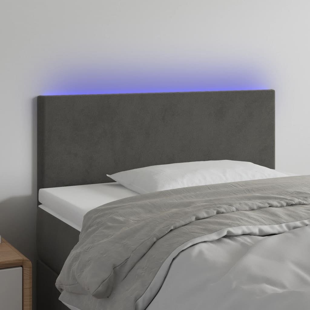 vidaXL LED Headboard Velvet Bedroom Furniture Dark Gray/Light Gray Multi Sizes - - 37421112