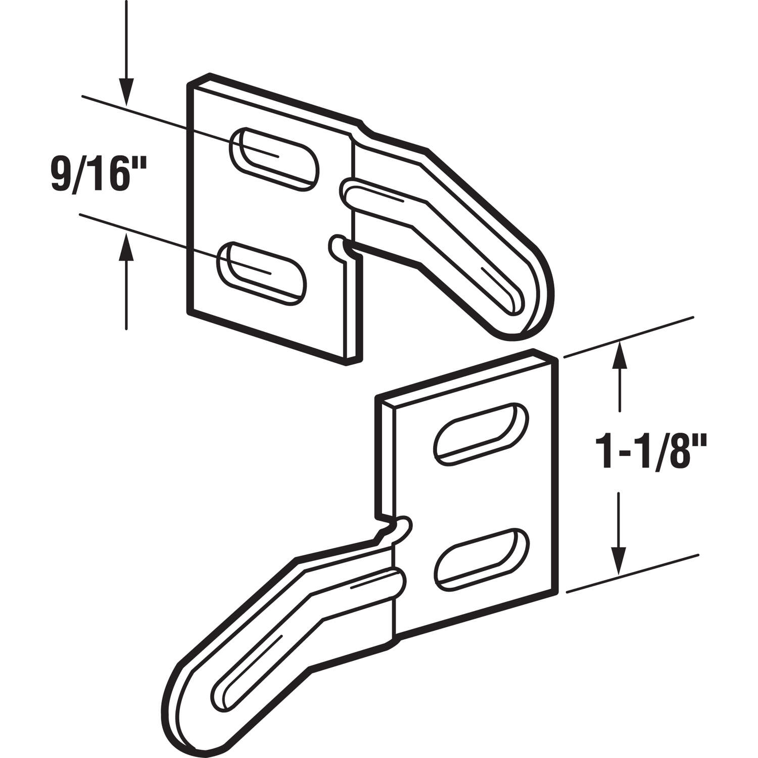 Prime-Line Zinc-Plated Silver Steel Bi-Fold Door Aligner 2 pc