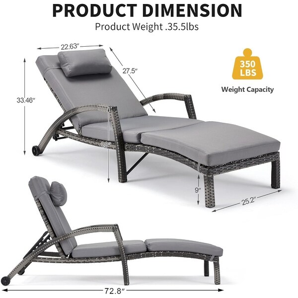 EROMMY Outdoor Patio Lounge Chair，Adjustable Recliner Outdoor Lounge Chairs，Multiple Colors Available