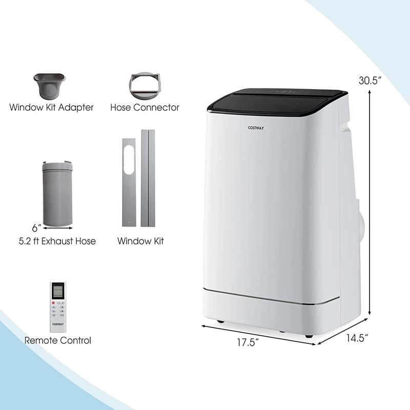 15000 BTU 4-in-1 Portable Air Conditioner with Heat, Auto Swing, Dehumidifier, Remote/APP Control & Window Kit