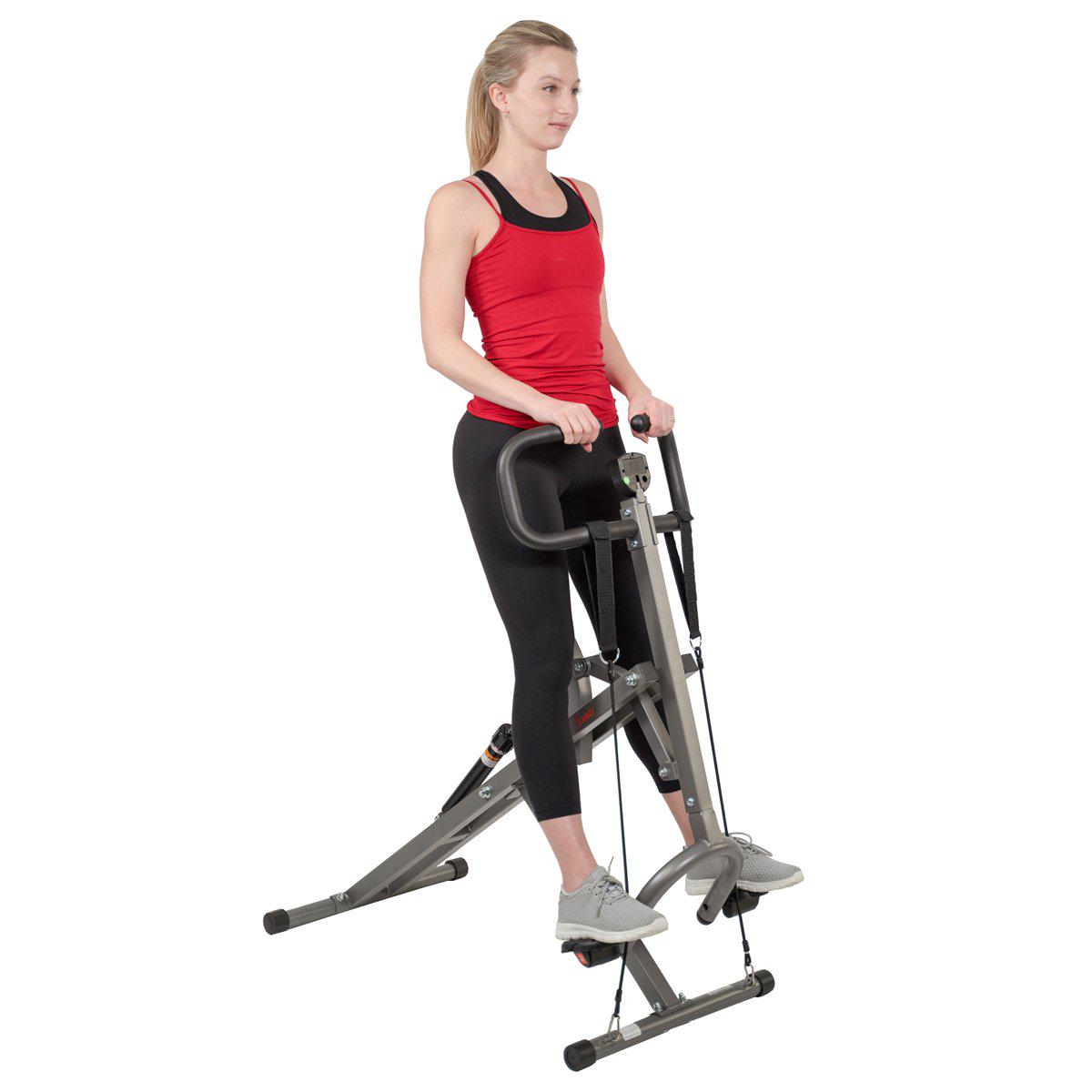 Sunny Health and Fitness Row-N-Ride PRO Squat Assist Trainer for Full Glute， Thigh， and Leg Workouts， SF-A020052