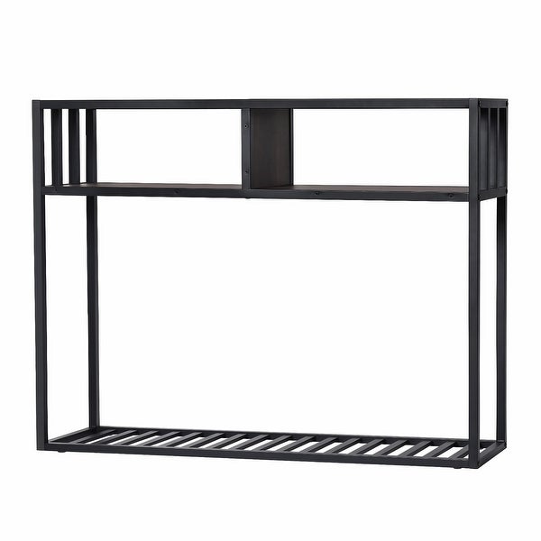 Vintage Industrial Wood and Metal Console Sofa Table Bookshelf - 39.8