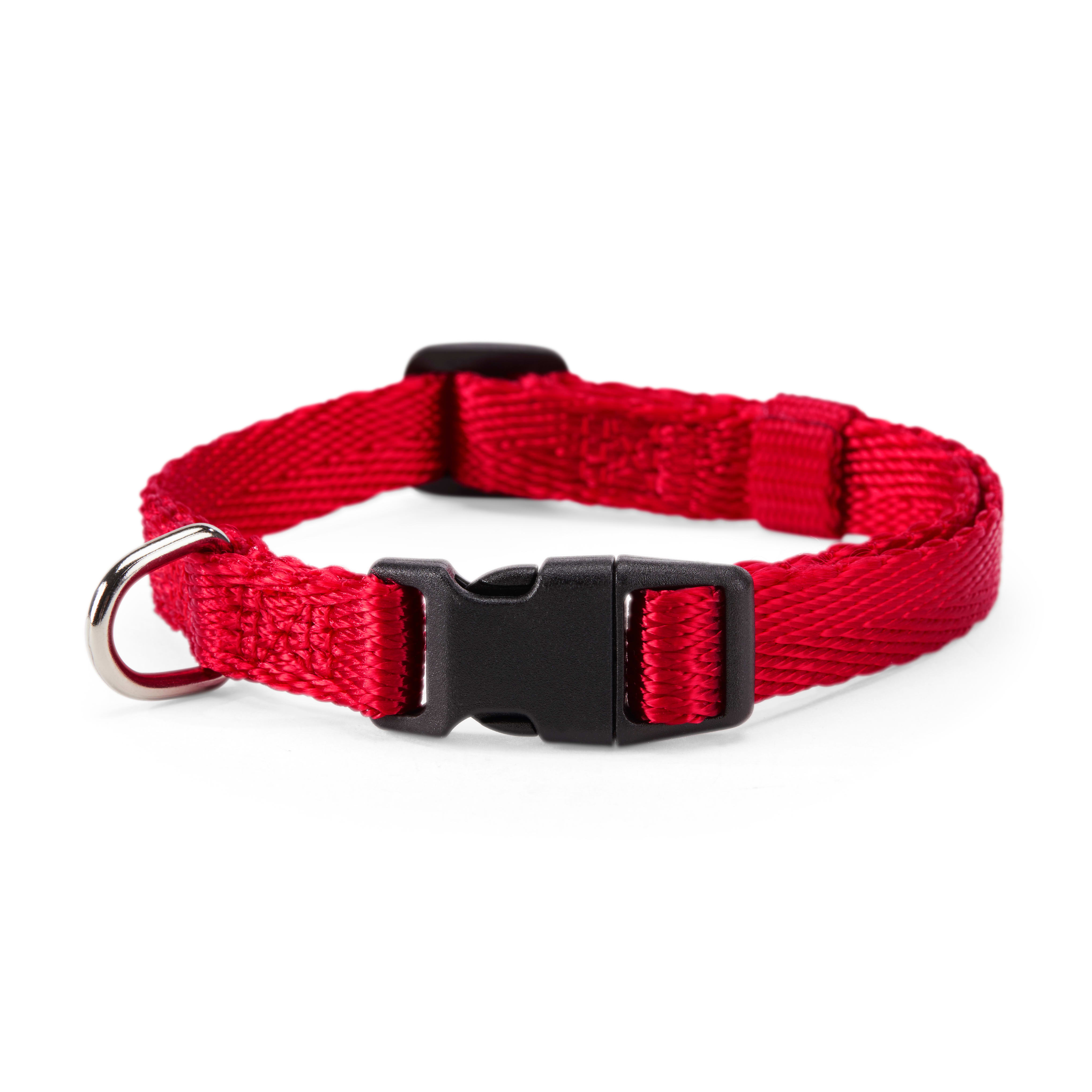 YOULY The Classic Red Webbed Nylon Dog Collar， Small