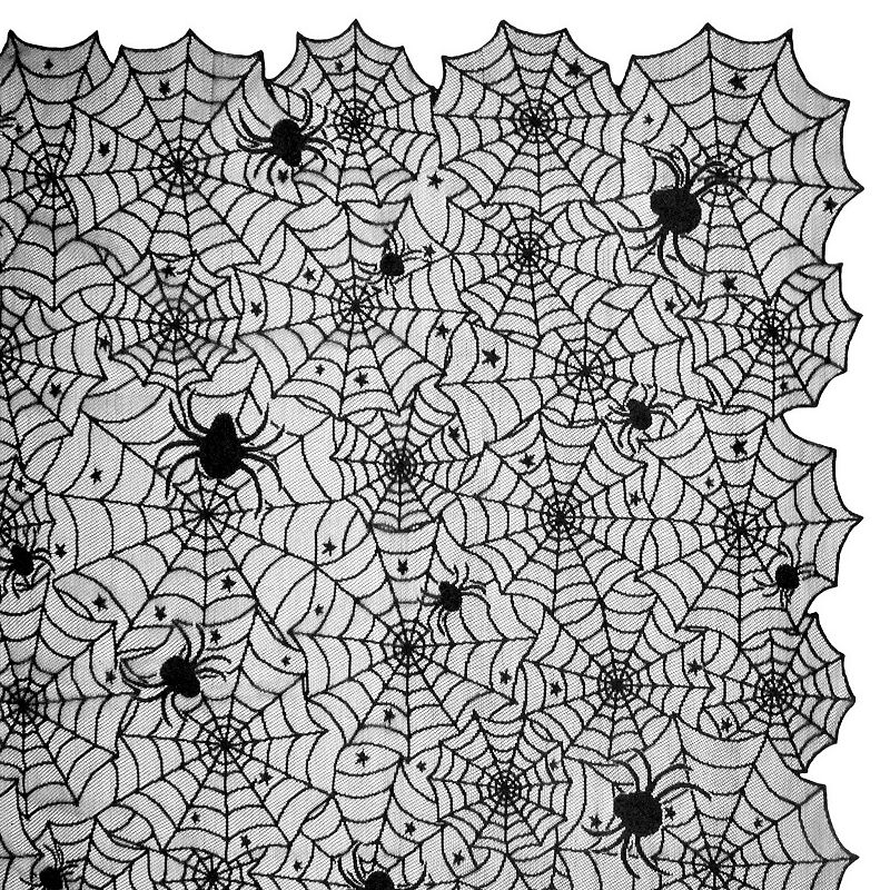 72 Black and White Spider Webb Lace Halloween Tablecloth