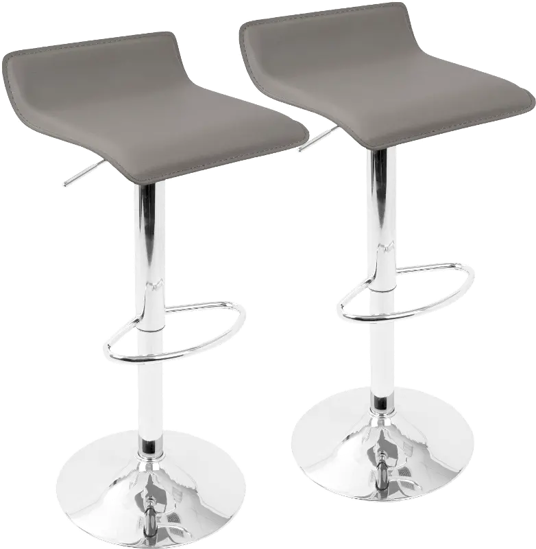 Contemporary Gray and Chrome Adjustable Bar Stool (Set of 2) - Ale