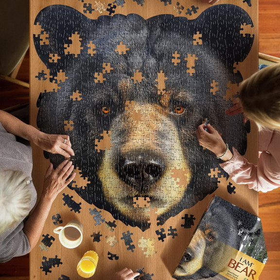 I AM Bear 550 Piece Animal Head Shaped Jigsaw Puzz...