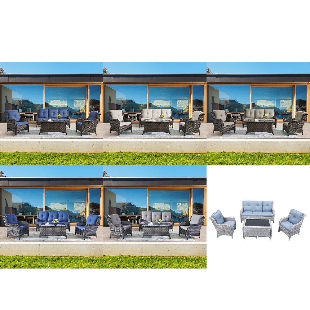 Outdoor Pario 3 Seat Sofa Chair Table Set with Cushion