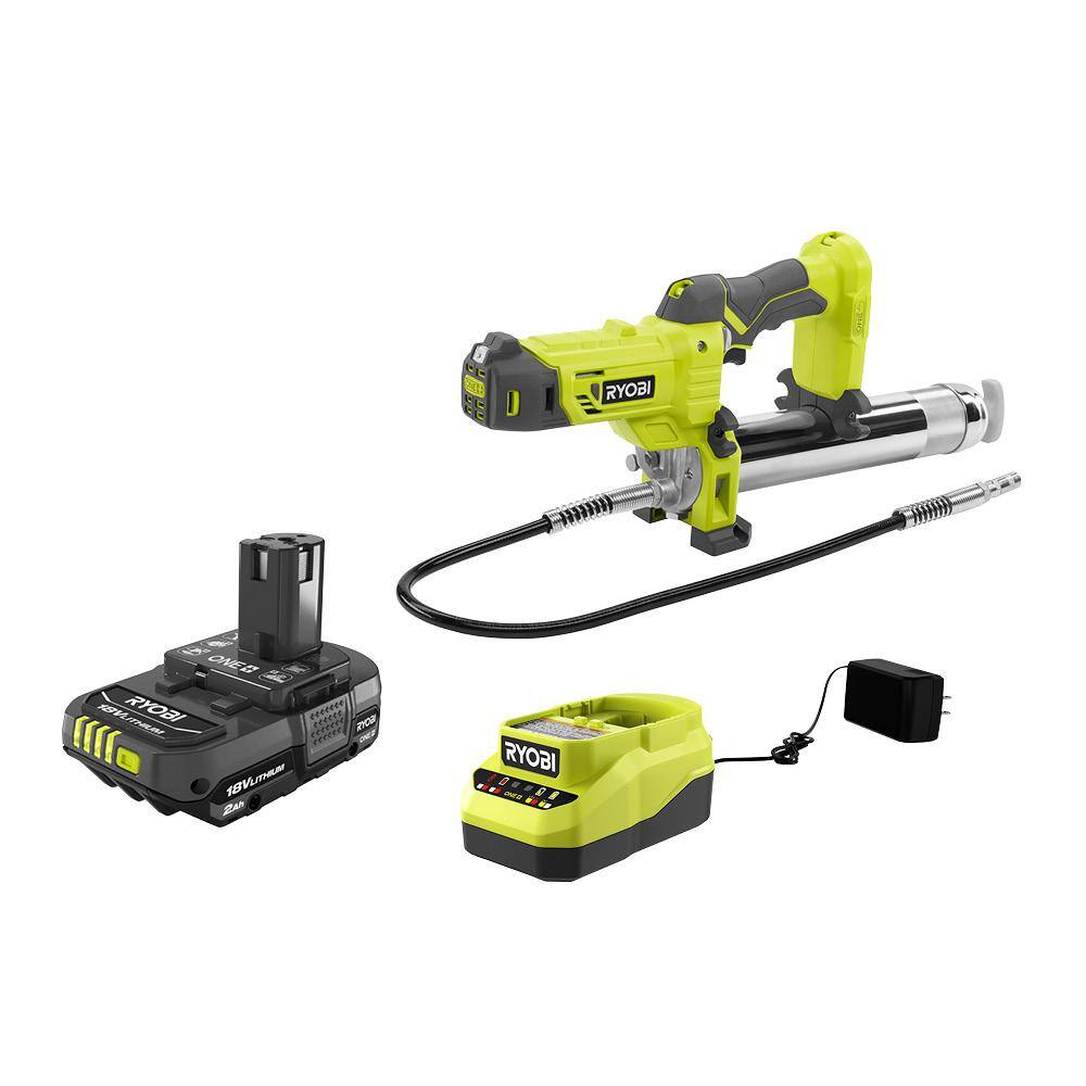 RYOBI ONE+ 18V Cordless Grease Gun with 2.0 Ah Battery and Charger P3410-PSK005