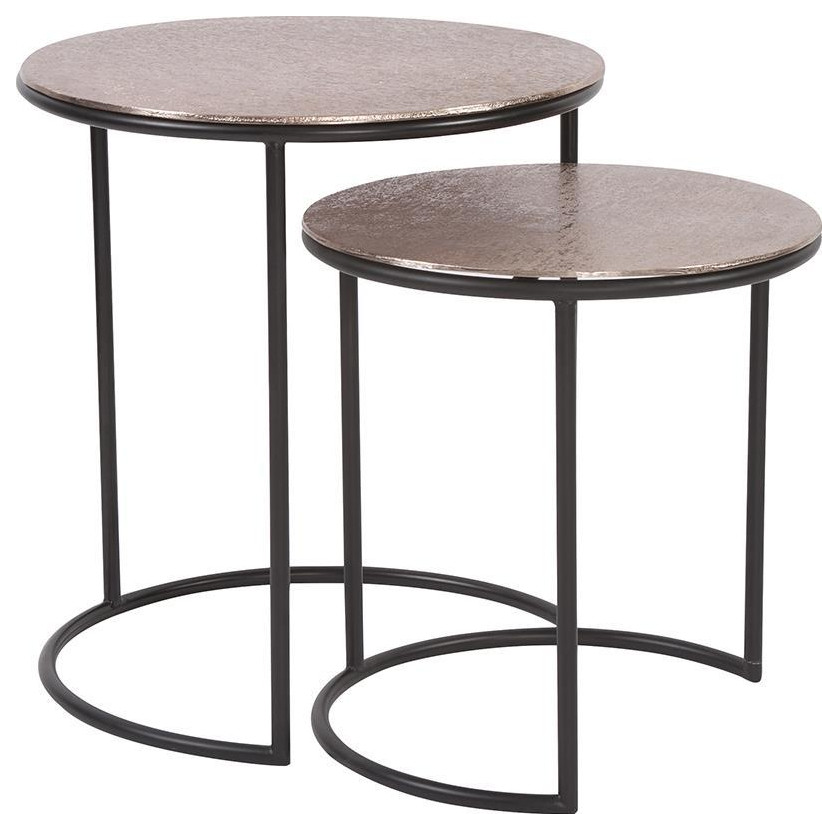 HOWARD ELLIOTT Nesting Tables Nested Industrial Round Textured Copper   Industrial   Coffee Table Sets   by EuroLuxHome  Houzz