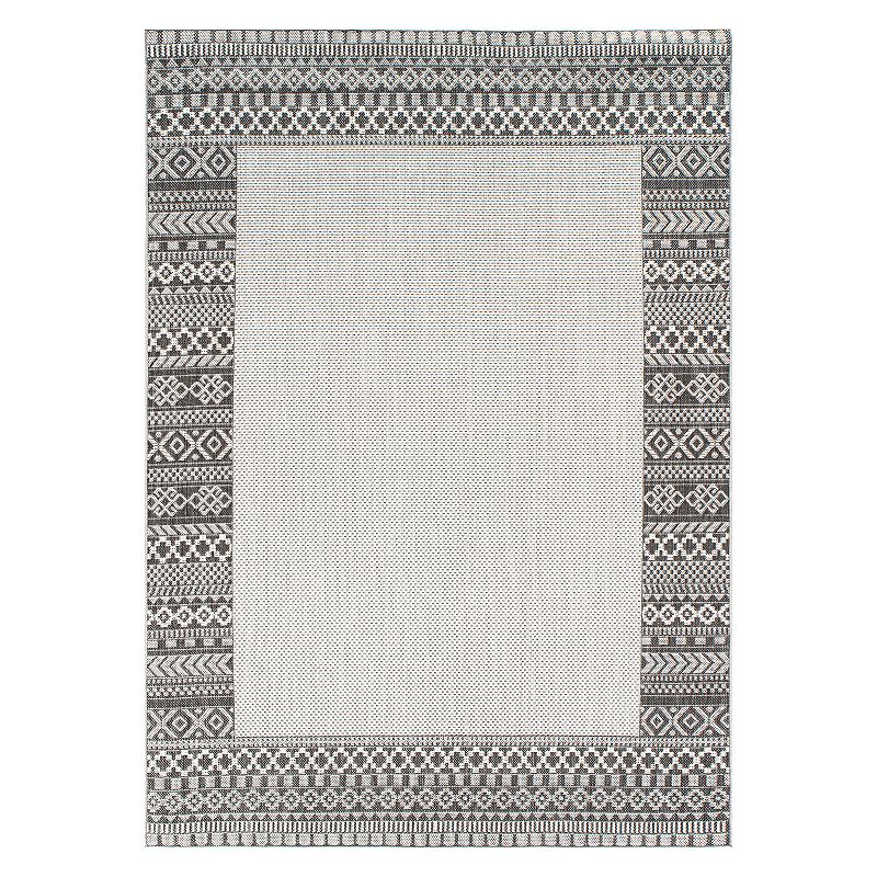 World Rug Gallery Bohemian Bordered Indoor/Outdoor Waterproof Patio Area Rug