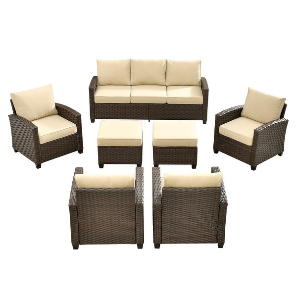 XIZZI Patio Rattan Wicker Furniture Conversation Set