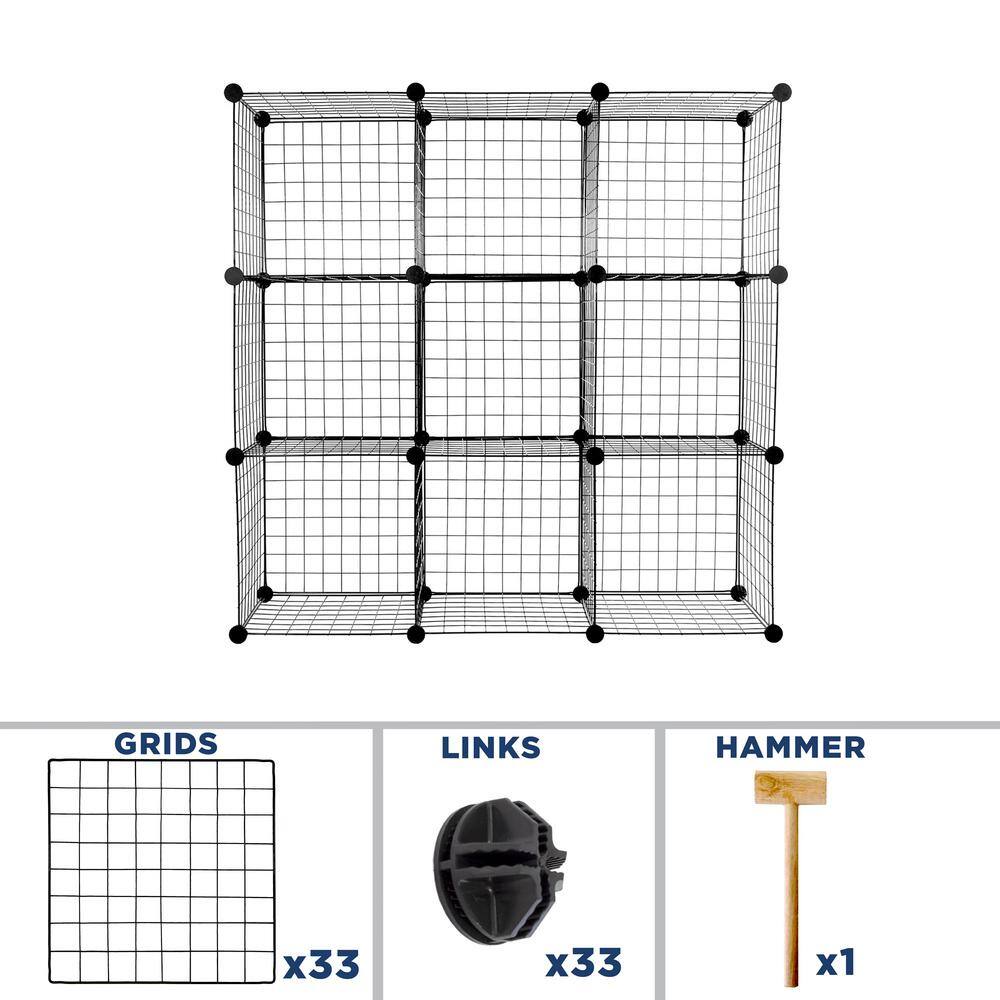 MOUNT-IT! 10-Gal. Wire Storage Cubes 9-Cube Metal Grid Organizer WI-4011