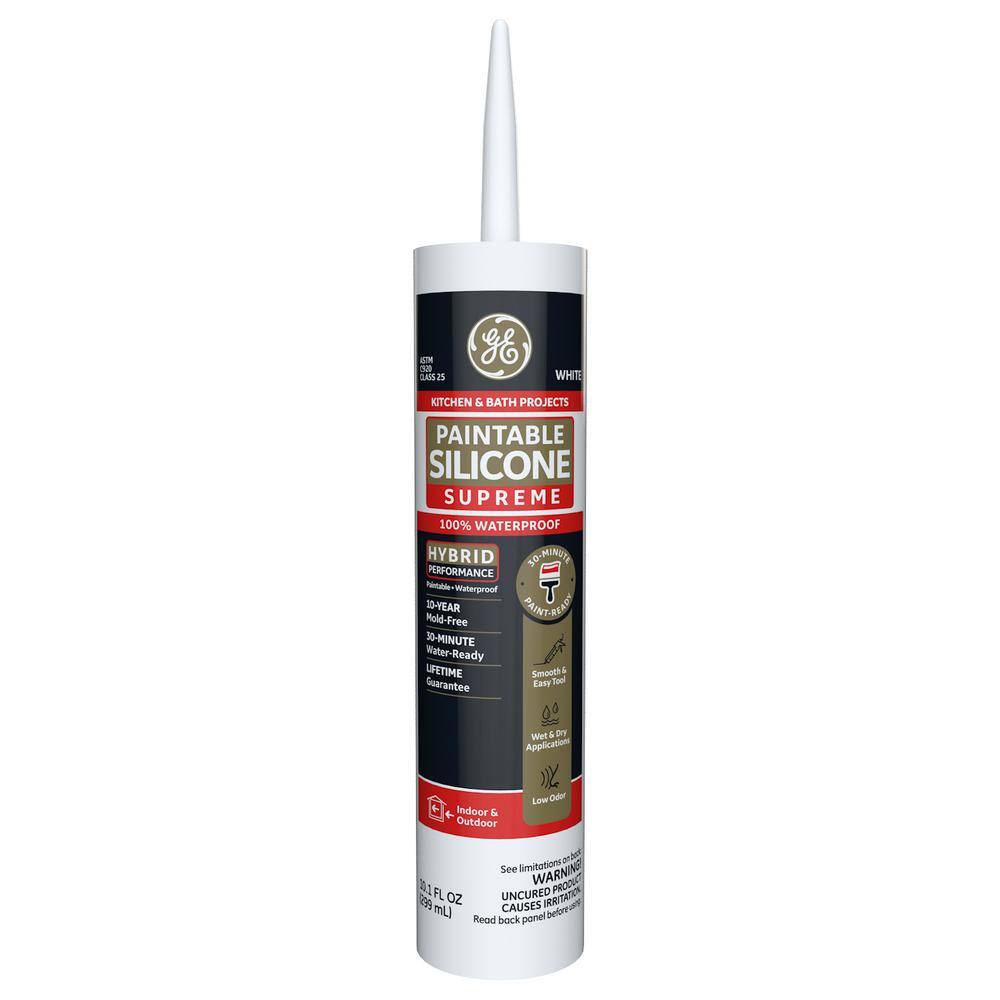 GE Paintable Silicone Supreme 9.5 oz. White Kitchen and Bath Sealant 2733743