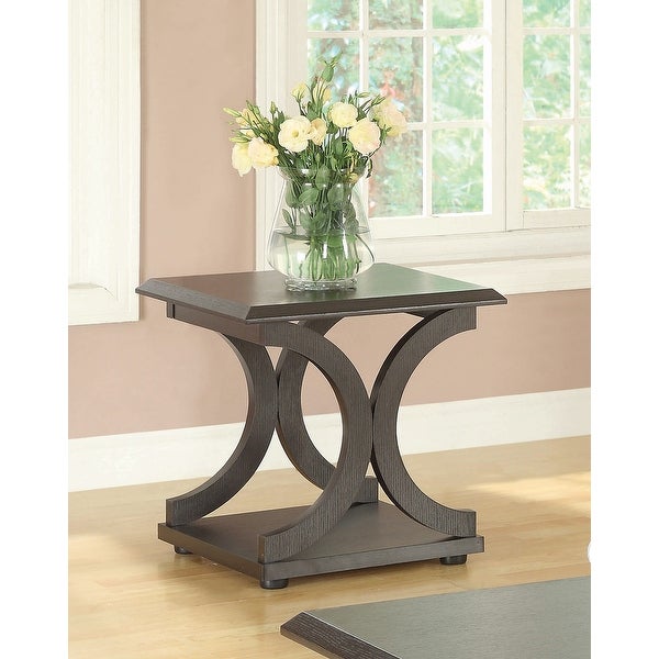 C-Shape Base End Table in Cappuccino