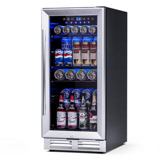 Gymax 15 in. 46-Bottle Wine and Refrigerator 100-Can Beverage Cooler Built-in Freestanding Beverage GYM09275