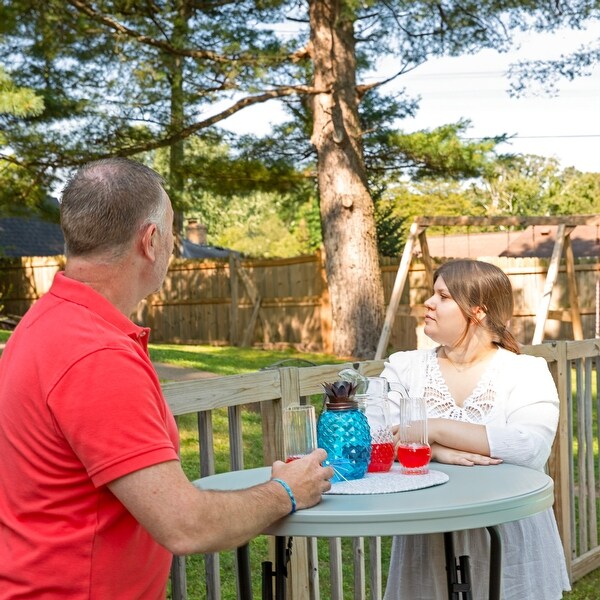 Folding Round Patio BarHeight Table