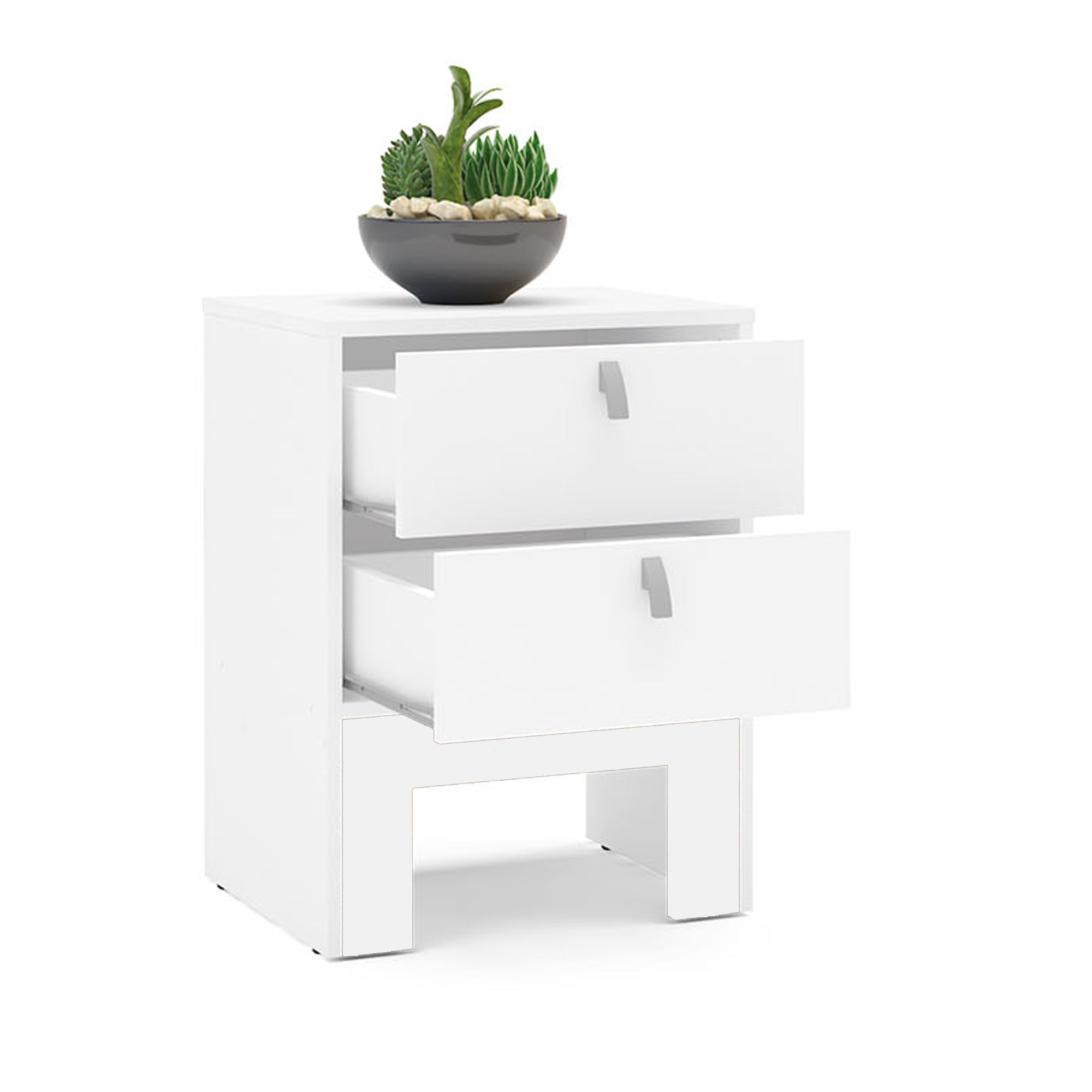 Boahaus Girona Two Drawers Nightstand, Modern White, for Bedroom