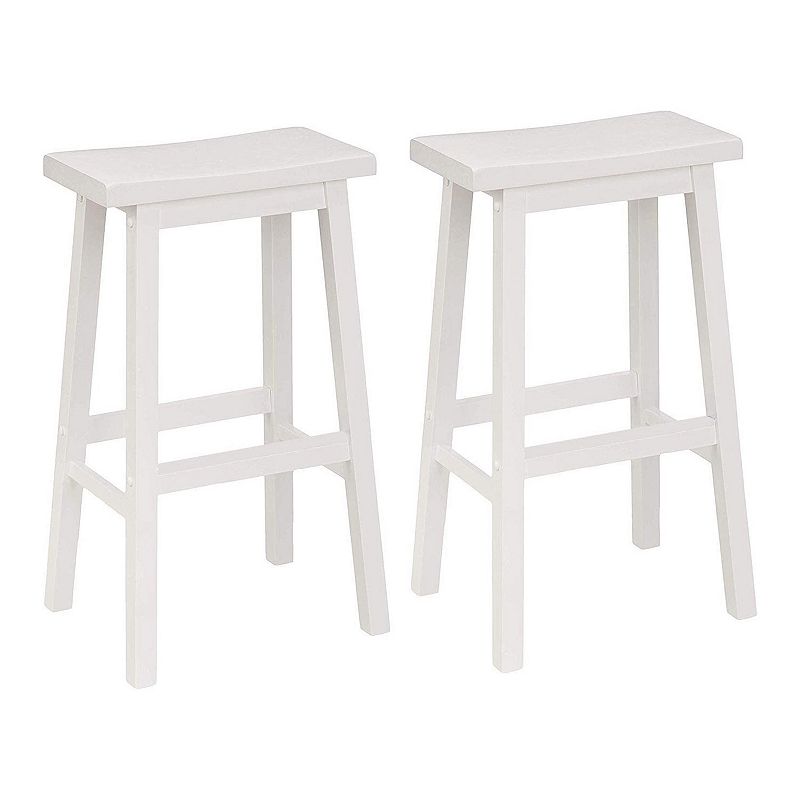 Pj Wood Classic 29 Inch Saddle Seat Kitchen Bar Counter Stool， White (4 Pack)