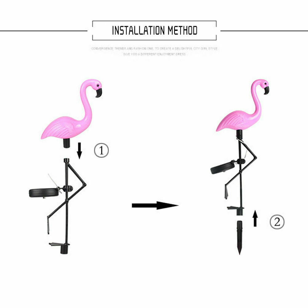 1pc Outdoor Solar Lights Waterproof Flamingos Garden Decor Lights