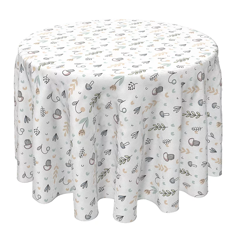 Round Tablecloth， 100% Cotton， 60 Round， Simple Nursery Floral