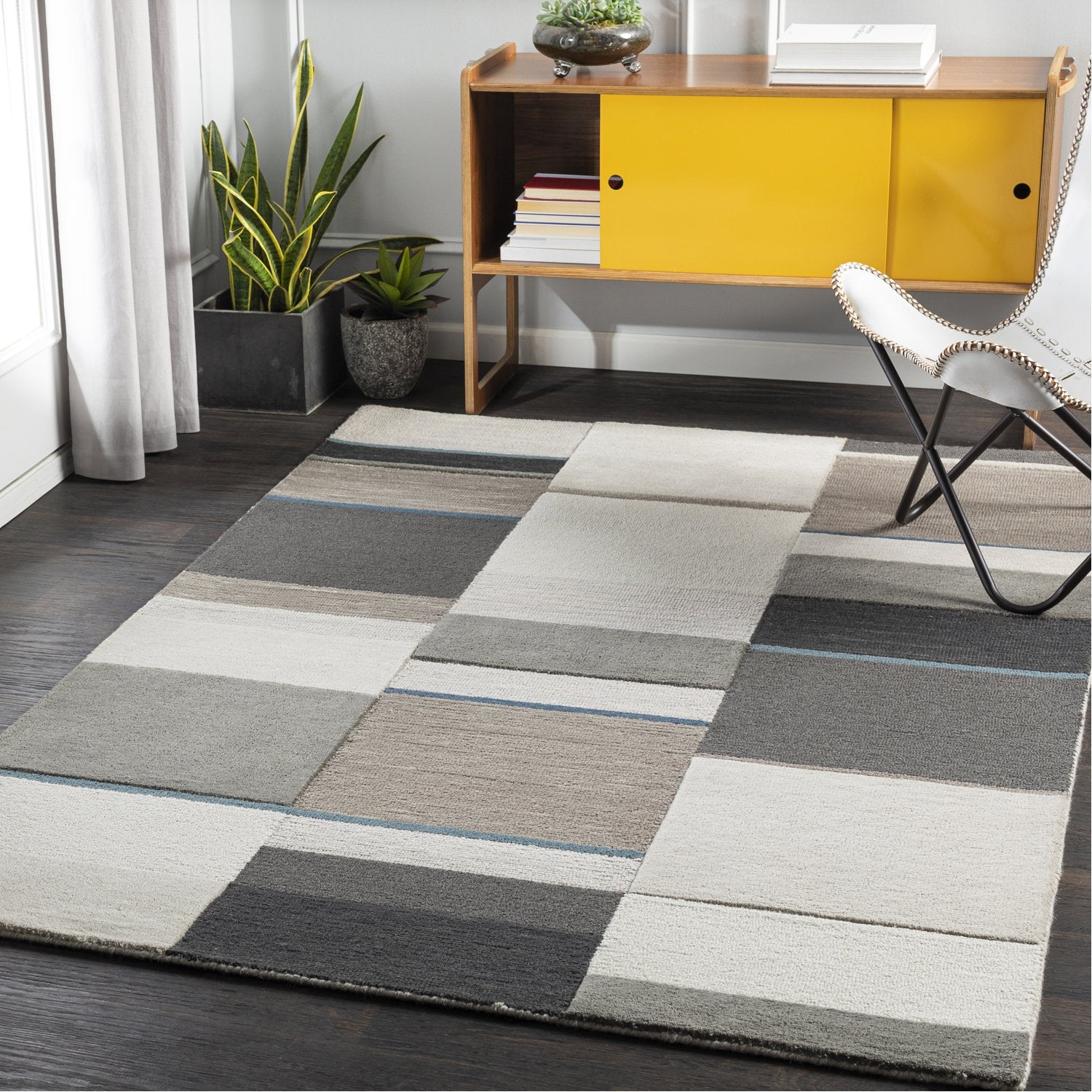 Brooklyn Hand Tufted Rug in Teal, Khaki, Camel, Taupe, Charcoal