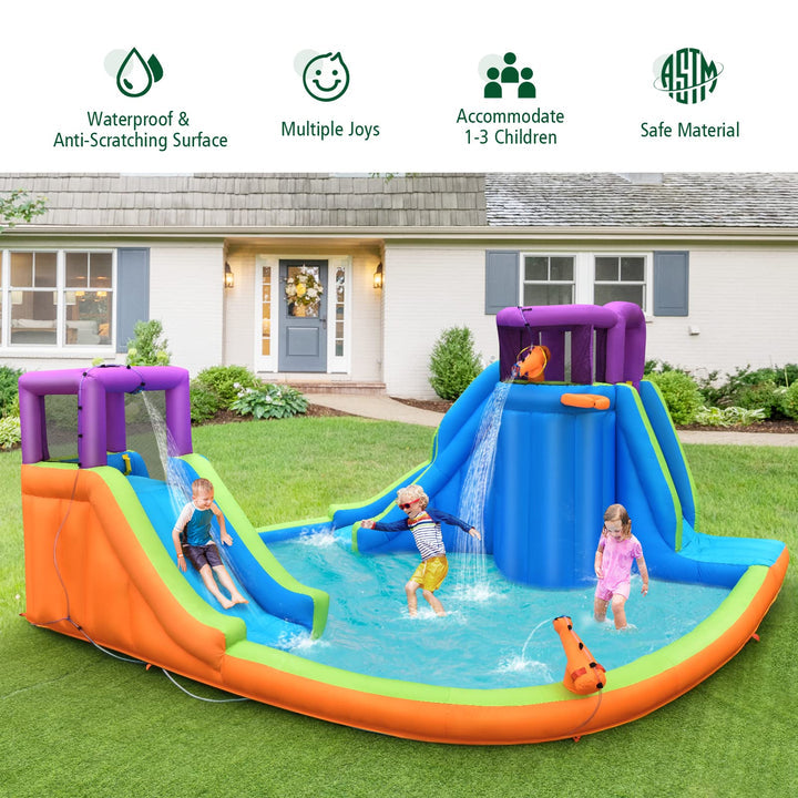 Lakecy Inflatable Water Park, Giant Waterslide for Kids Outdoor Fun