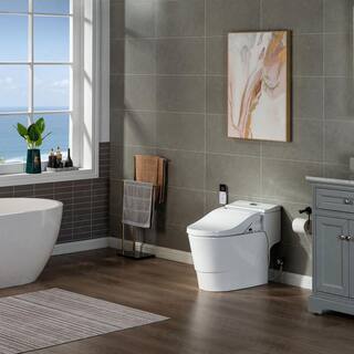 WOODBRIDGE Revel One Piece 1.1GPF1.6 GPF Dual Flush Elongated Toilet with Advance Smart Bidet Toilet in White HT737