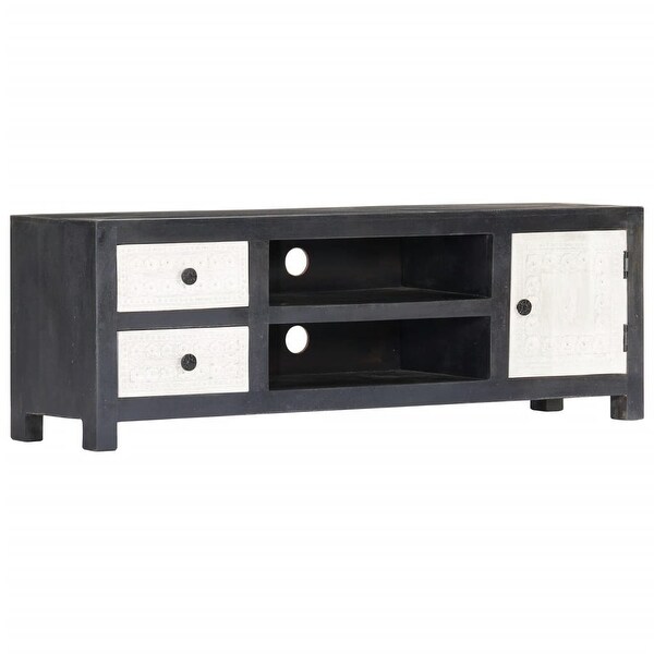 Hand Carved TV Cabinet GrayandWhite 47.2