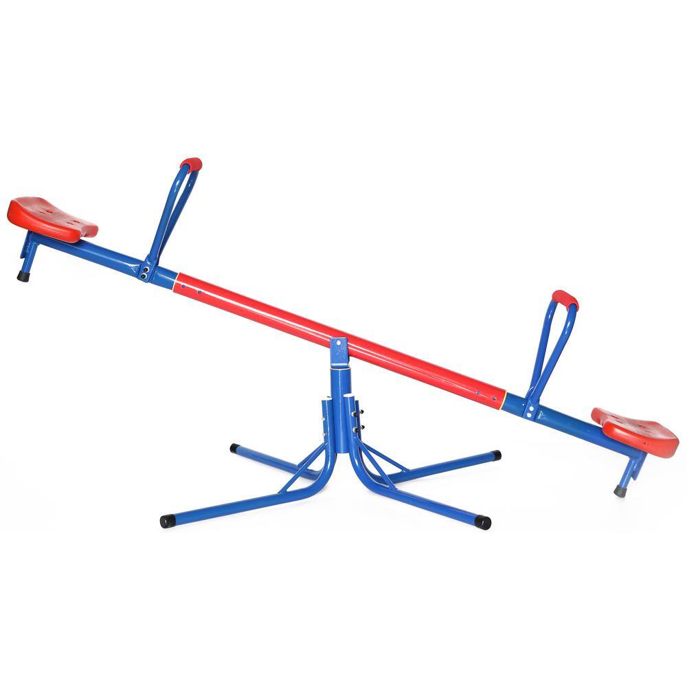 PLAYBERG Outdoor Red and Blue Metal Rotating Seesaw QI003377