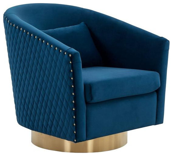 Baylee Quilted Swivel Tub Chair Navy   Contemporary   Armchairs And Accent Chairs   by Virgil Stanis Design  Houzz