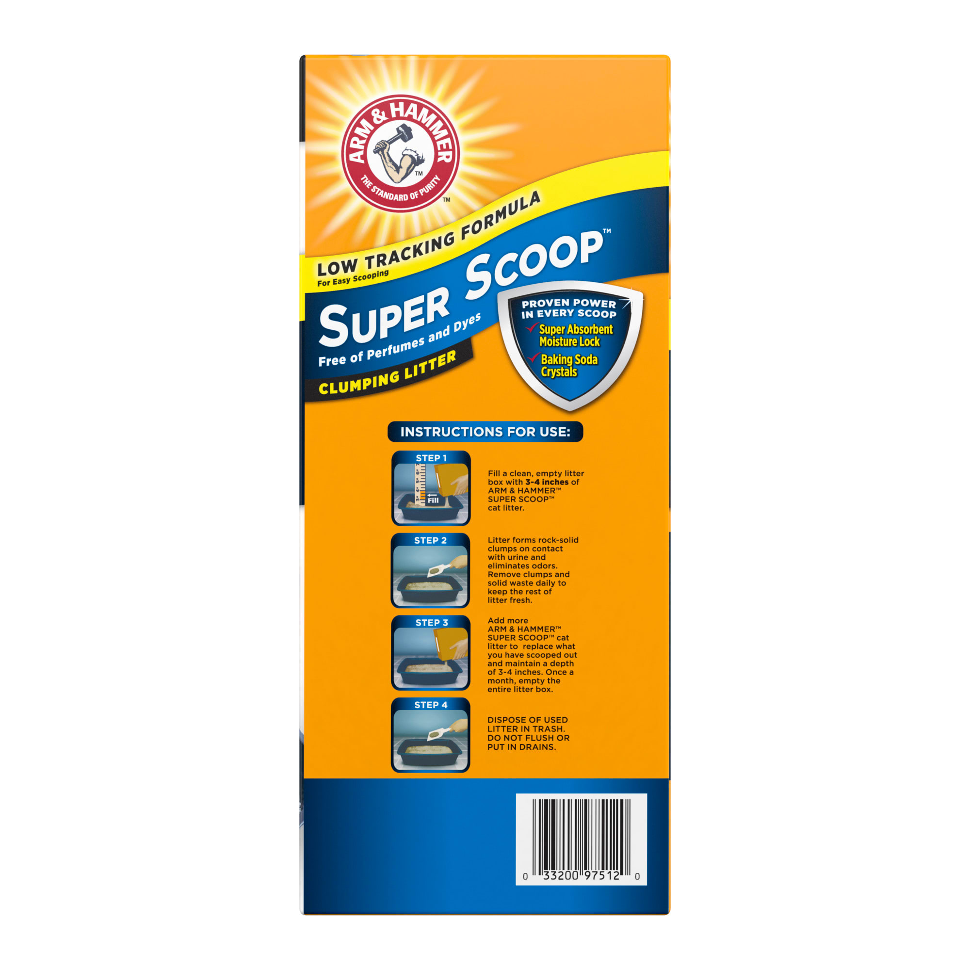 ARM  HAMMER Super Scoop Fragrance Free Clumping Cat Litter， 29 lbs.