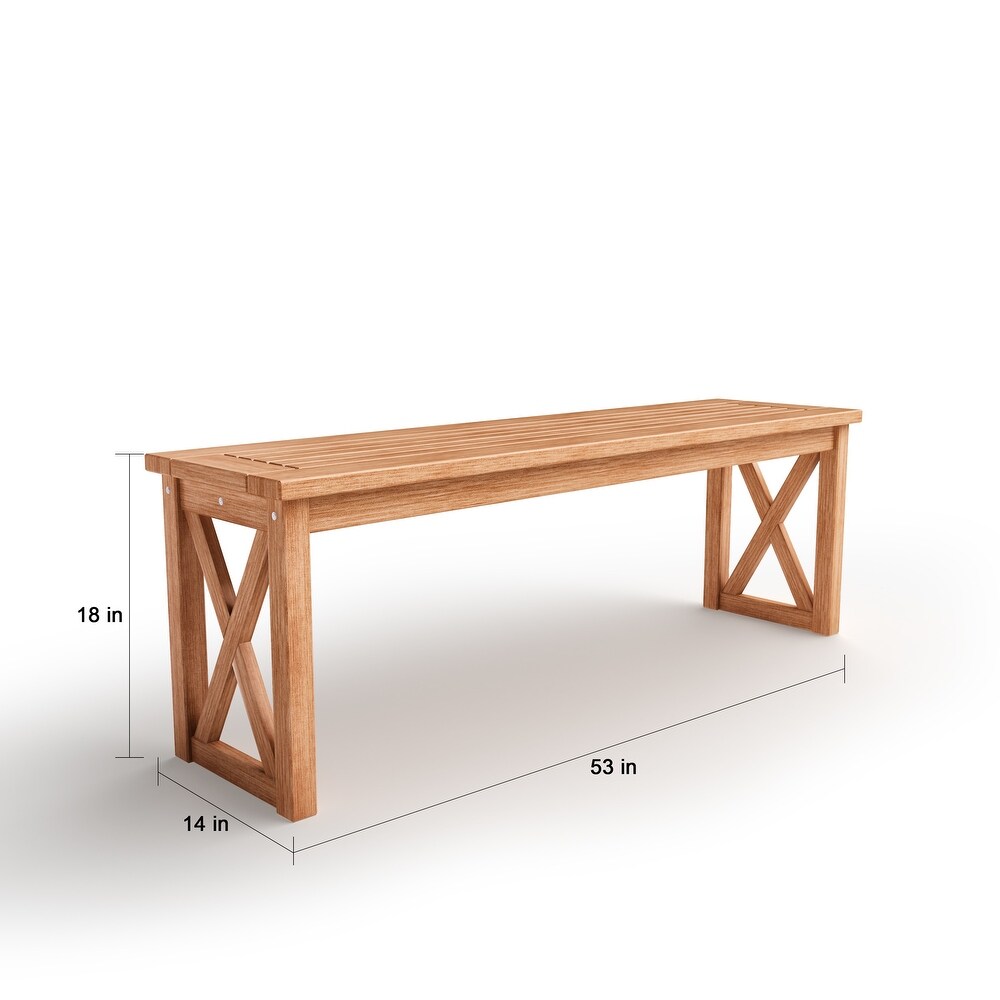 Middlebrook Surfside Acacia Wood X frame Outdoor Bench