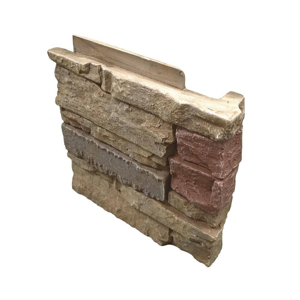 GenStone Stacked Stone Desert Sunrise 12 in. x 1.375 in. x 12 in. Faux Stone Siding Right Corner Panel G2SSDSCPR