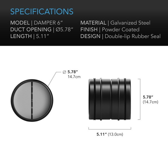 AC Infinity Backdraft Damper Ducting Insert  6 Inc...