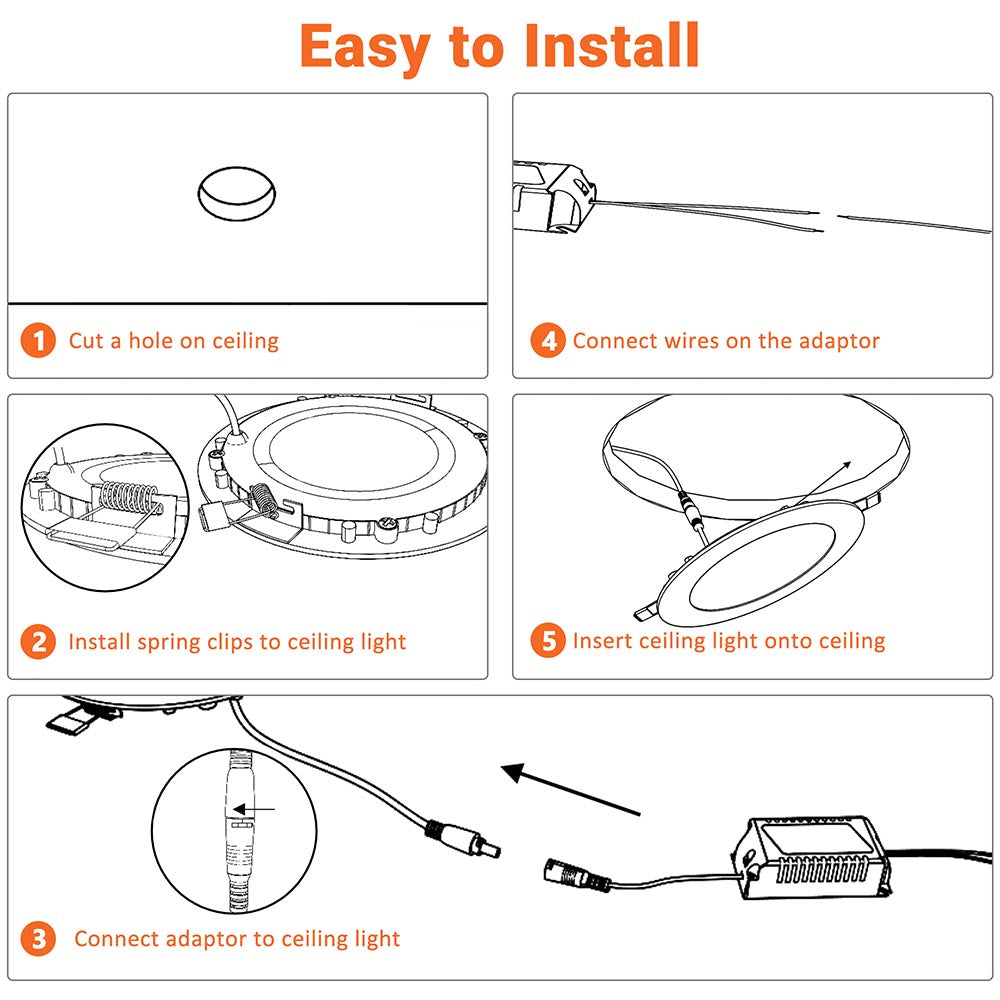 DELight SMD LED Recessed Ceiling Light with Driver, 6-Pack 12W