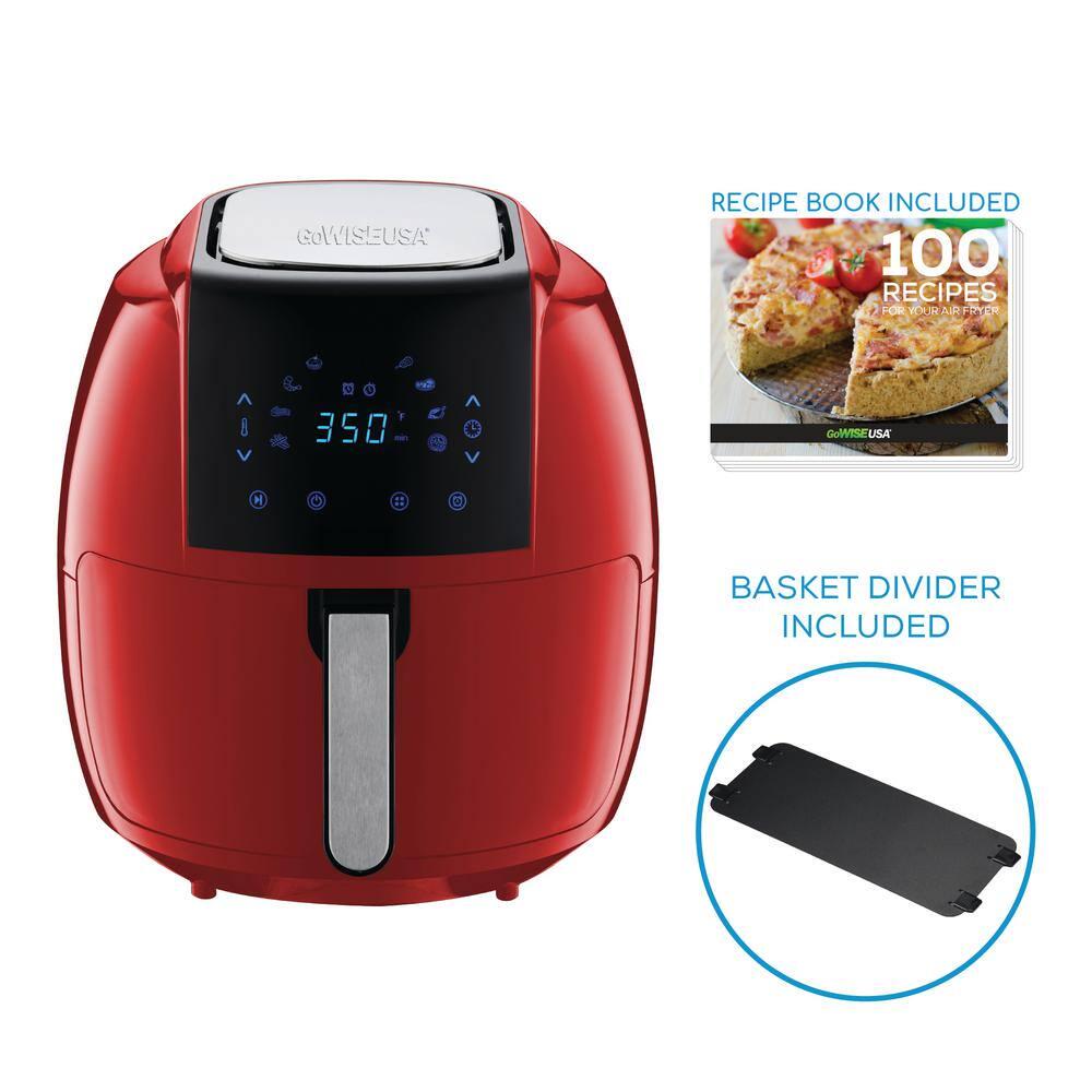 GoWISE USA 8in1 70 Qt Red Electric Air Fryer with Recipe Book