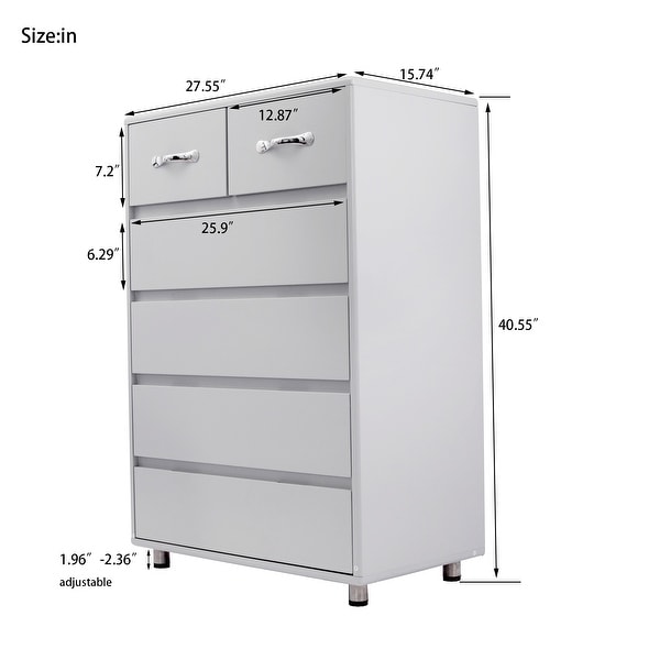 Grey Six Drawer Side Table