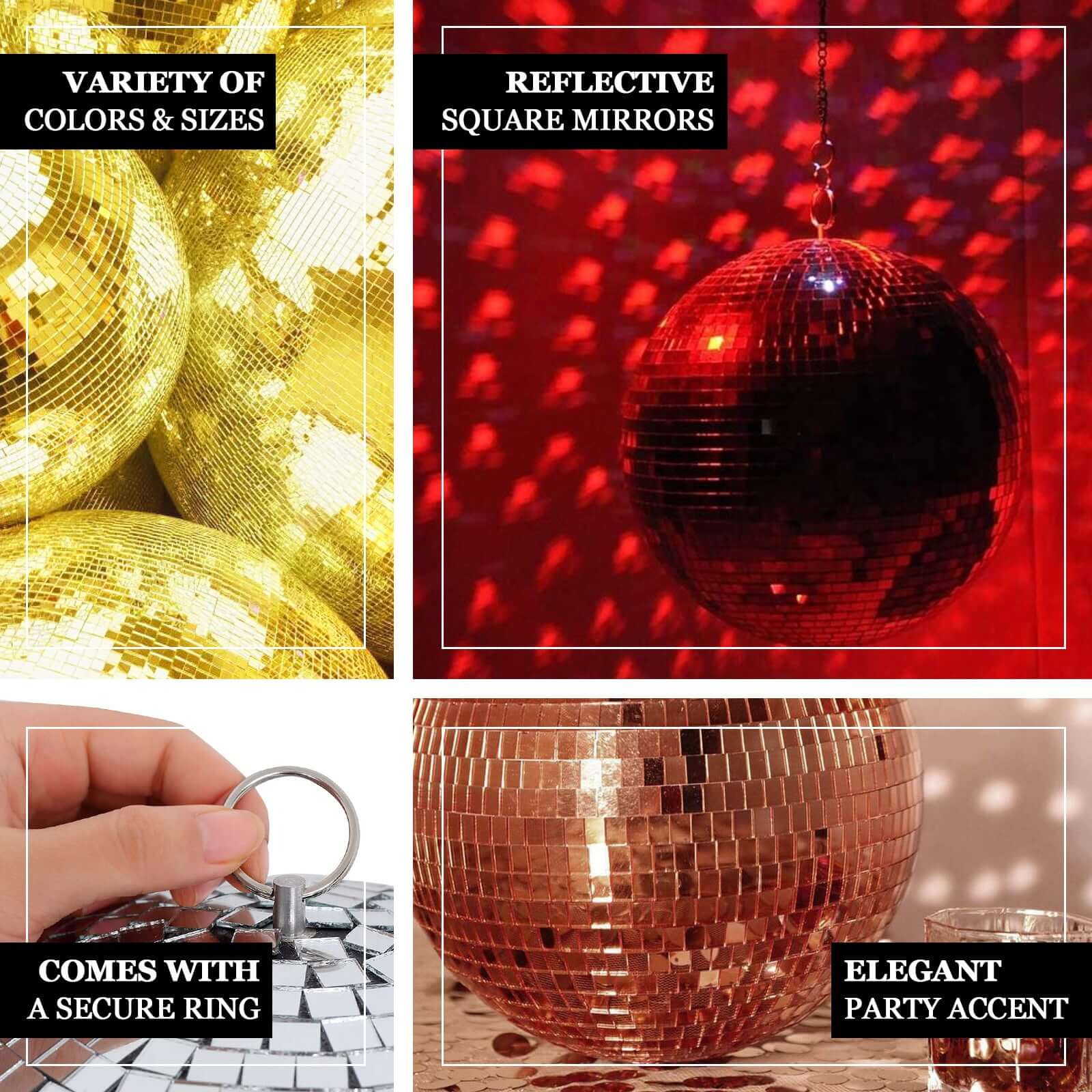 4 Pack Silver Foam Disco Mirror Ball With Hanging Strings, Holiday Christmas Ornaments 6