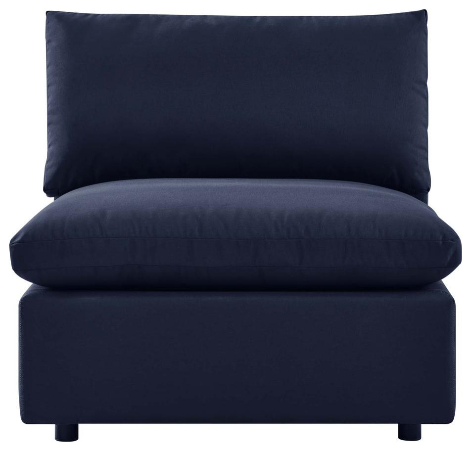 Commix Overstuffed Outdoor Patio Armless Chair   Navy EEI 4902 NAV   Contemporary   Outdoor Lounge Chairs   by ShopFreely  Houzz