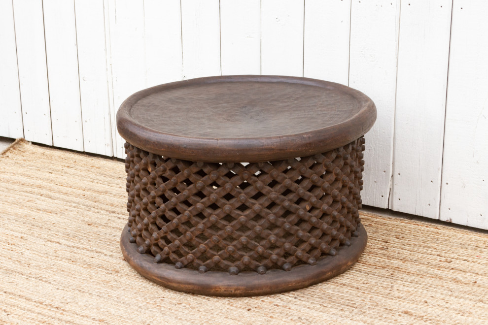 Deep Brown Round Bamileke Coffee Table   Mediterranean   Coffee Tables   by De cor  Houzz