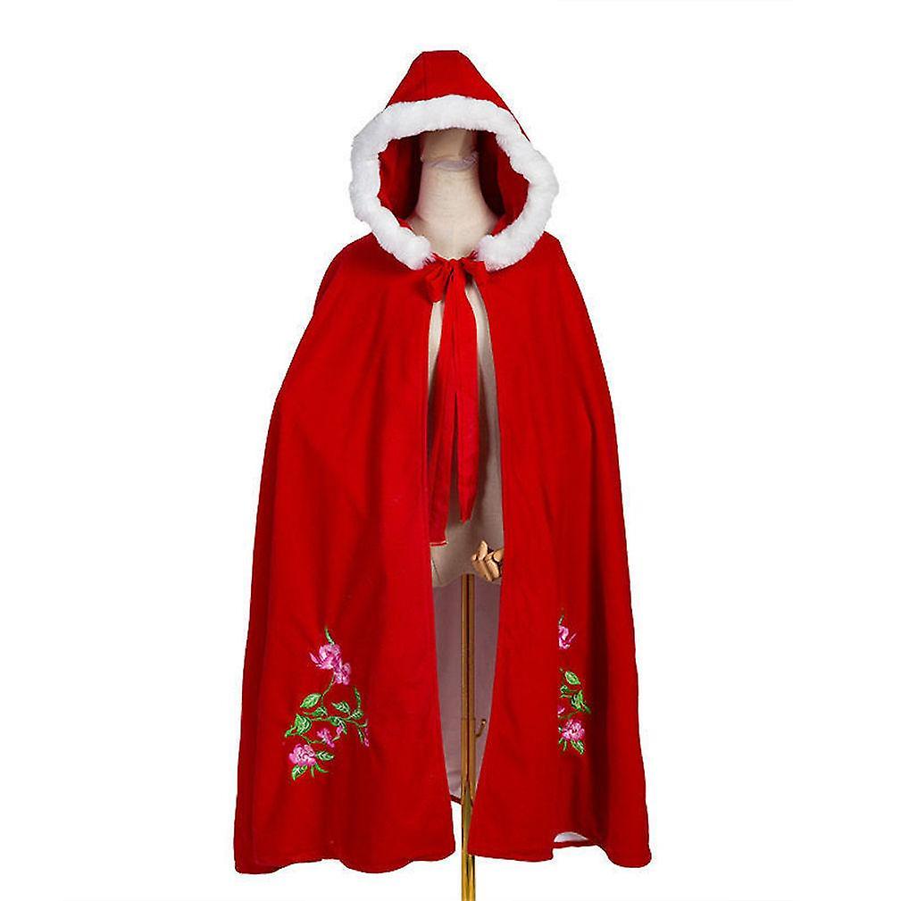 Winter Hooded Poncho Chinese Traditional Open Front Cape Show Costume For Lady