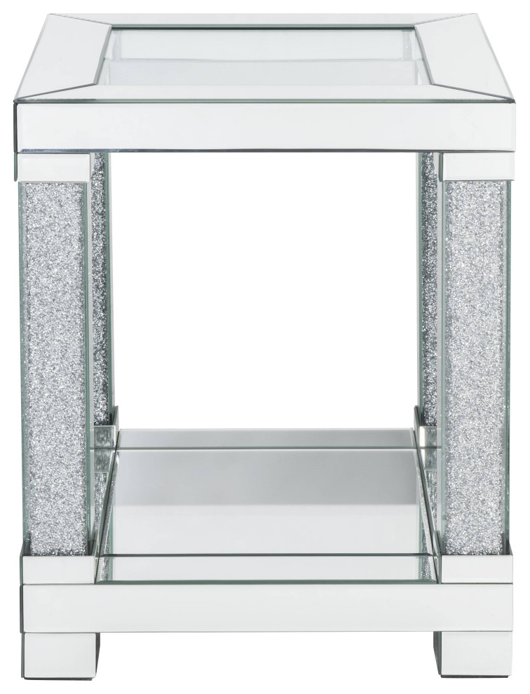 ACME Noralie End Table  Mirrored and Faux Diamonds   Contemporary   Side Tables And End Tables   by GwG Outlet  Houzz