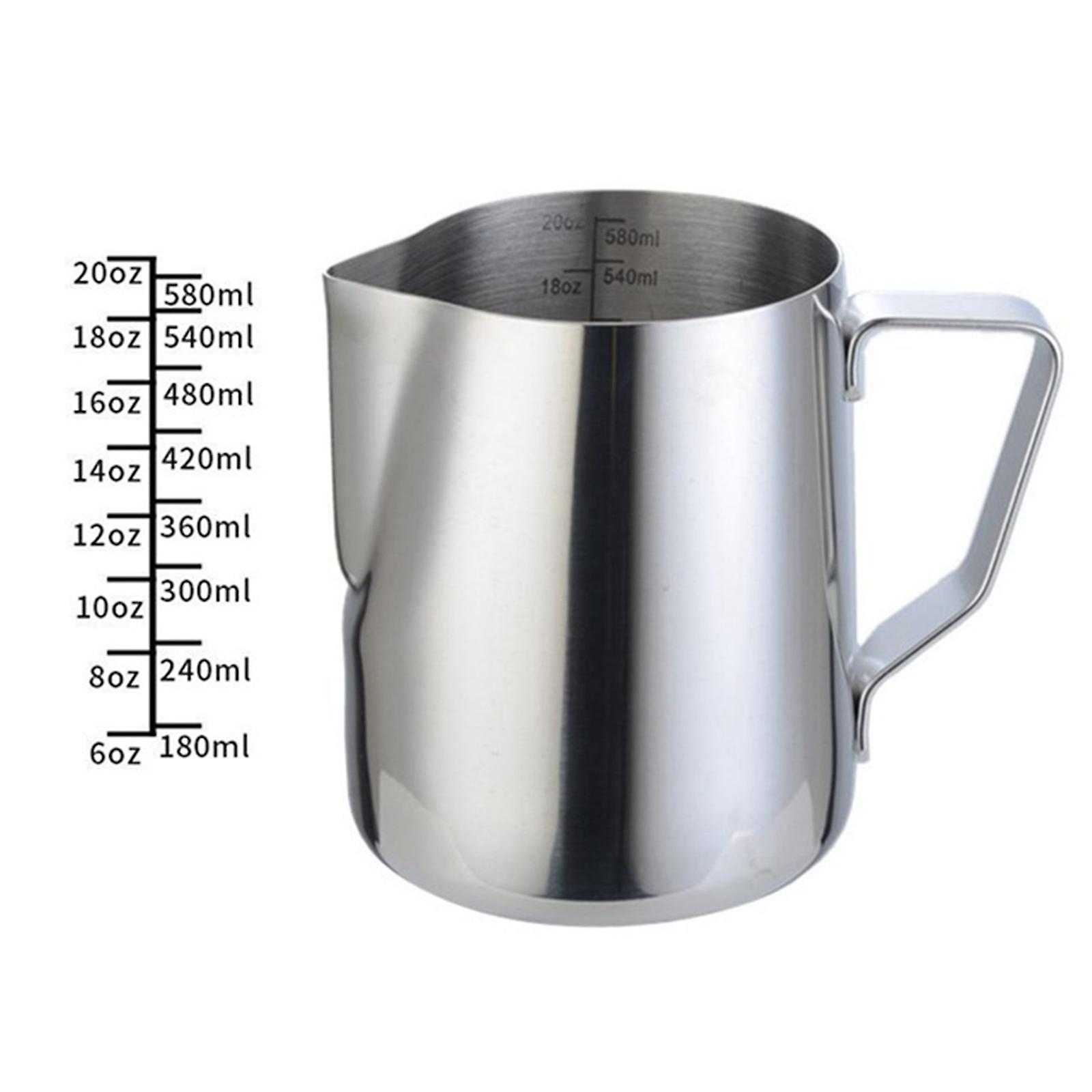 304 Stainless Steel Milk Frothing Pitcher 600ml Milk Coffee Measurements Steaming Pitchers Suitable For Espresso Latte Art Frothing Milk  600ml