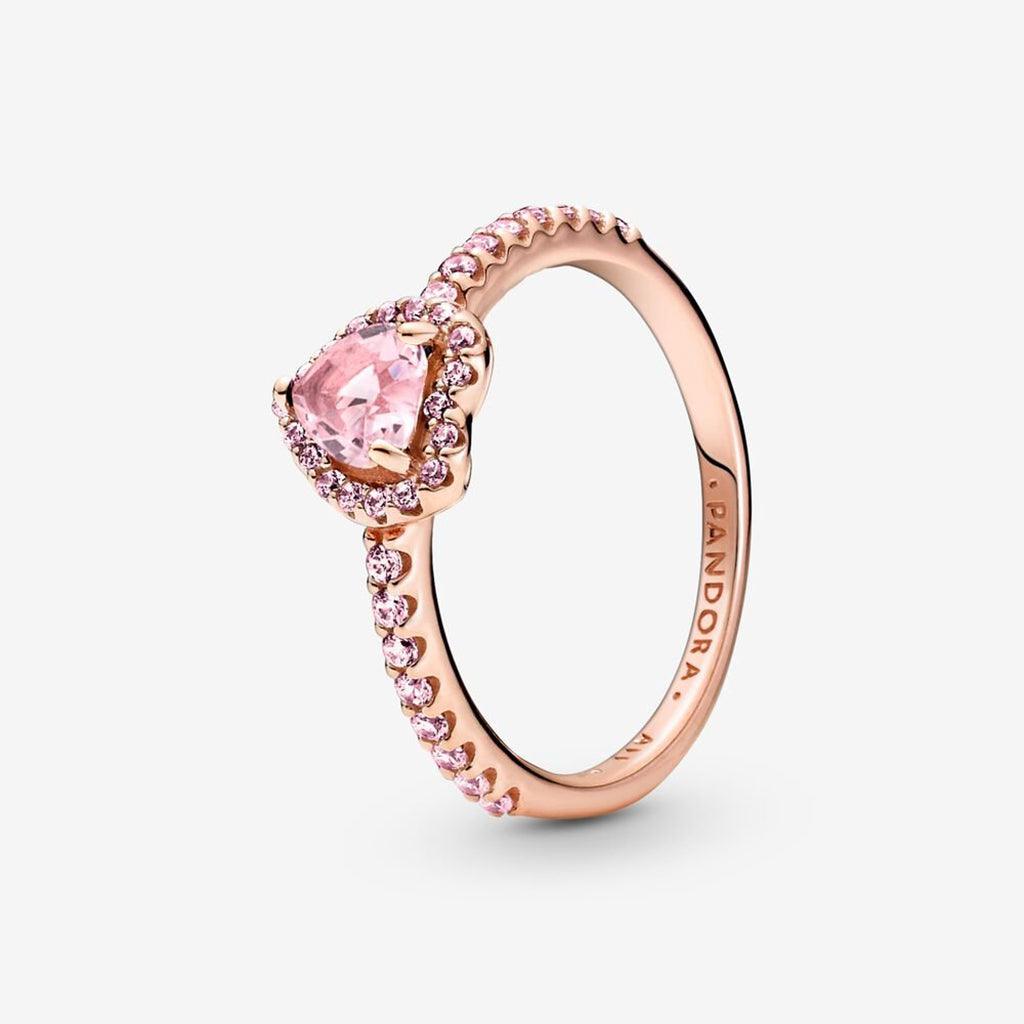 PANDORA  Sparkling Elevated Heart Ring - Pink