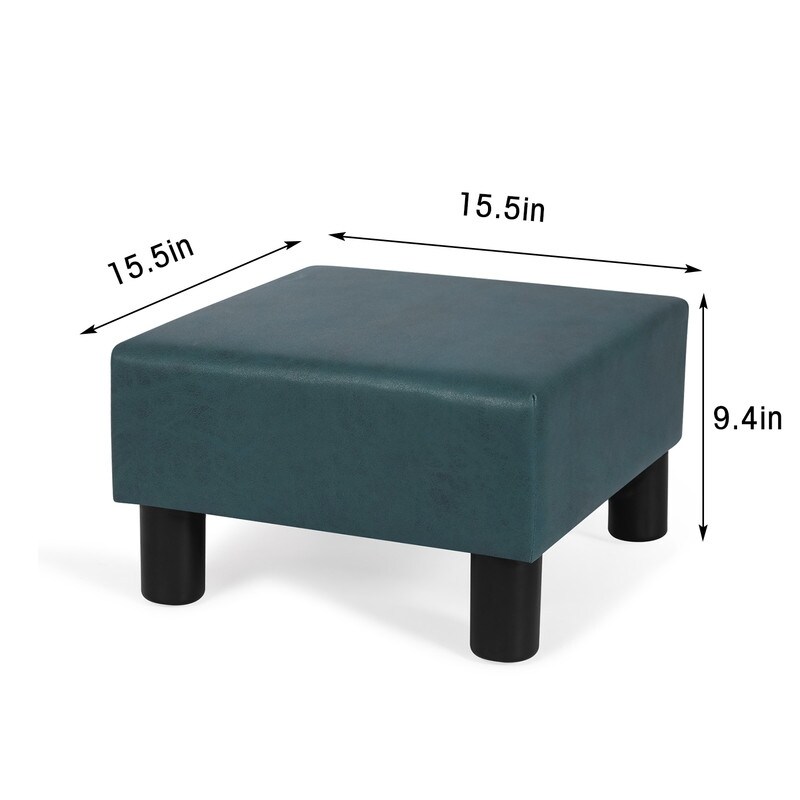 Adeco Small Square Footstool Ottoman Modern Fabric Footrest Stool