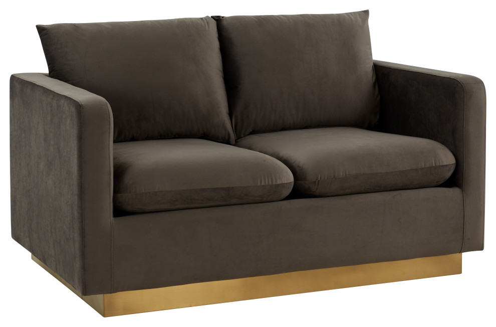 LeisureMod Nervo Modern Velvet Loveseat With Gold Base   Contemporary   Loveseats   by LeisureMod  Houzz